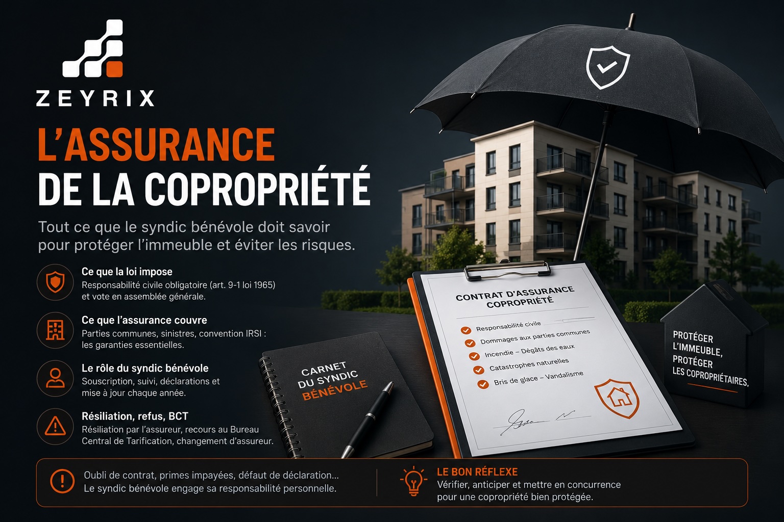 Syndic bénévole vérifiant le contrat d'assurance copropriété — guide des obligations légales 2026